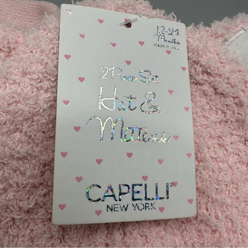 Capelli New York Soft Kitty Winter Hat Mittens Set Size 12-24M Pink